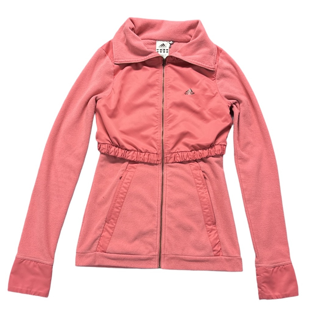 '09 ADIDAS women's rare lightweight layered pink climawarm fleece jacket, XS.